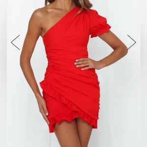 NOT FAIR ON ME DRESS RED